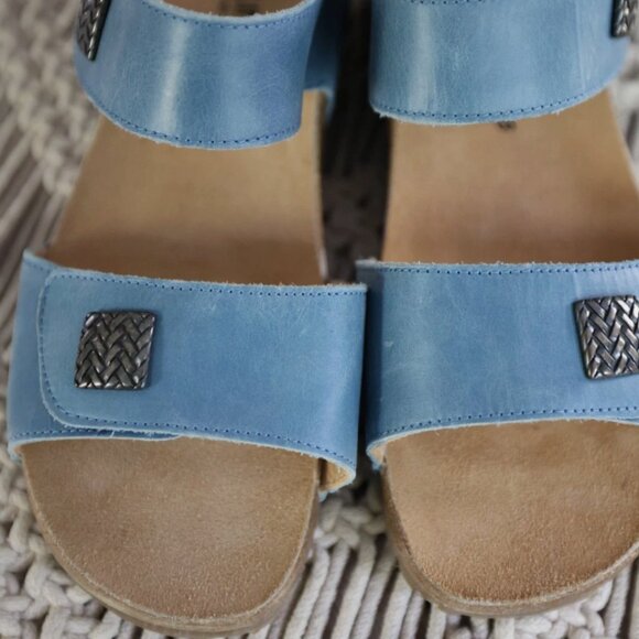 Haflinger Women's Blue BELLA Sandals Leather Cork Adjustable Size 38 7 NEW!! - Picture 4 of 8